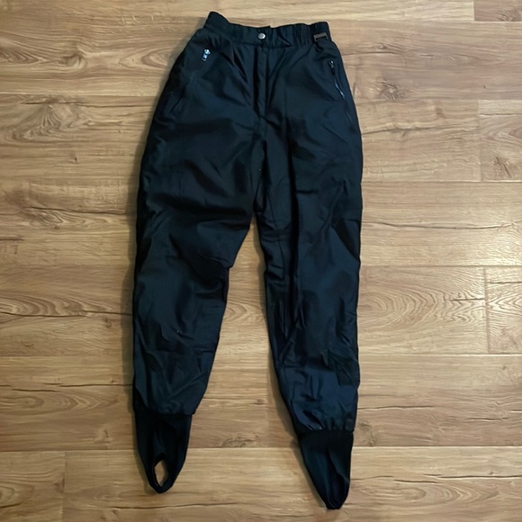 Vintage 80s Edelweiss Stirrup Ski Pants Black High Waist Stretch - Picture 1 of 6